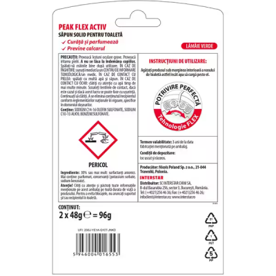 Odorizant solid de la WC 2 x 48g flex cu parfum de citrice Peak 